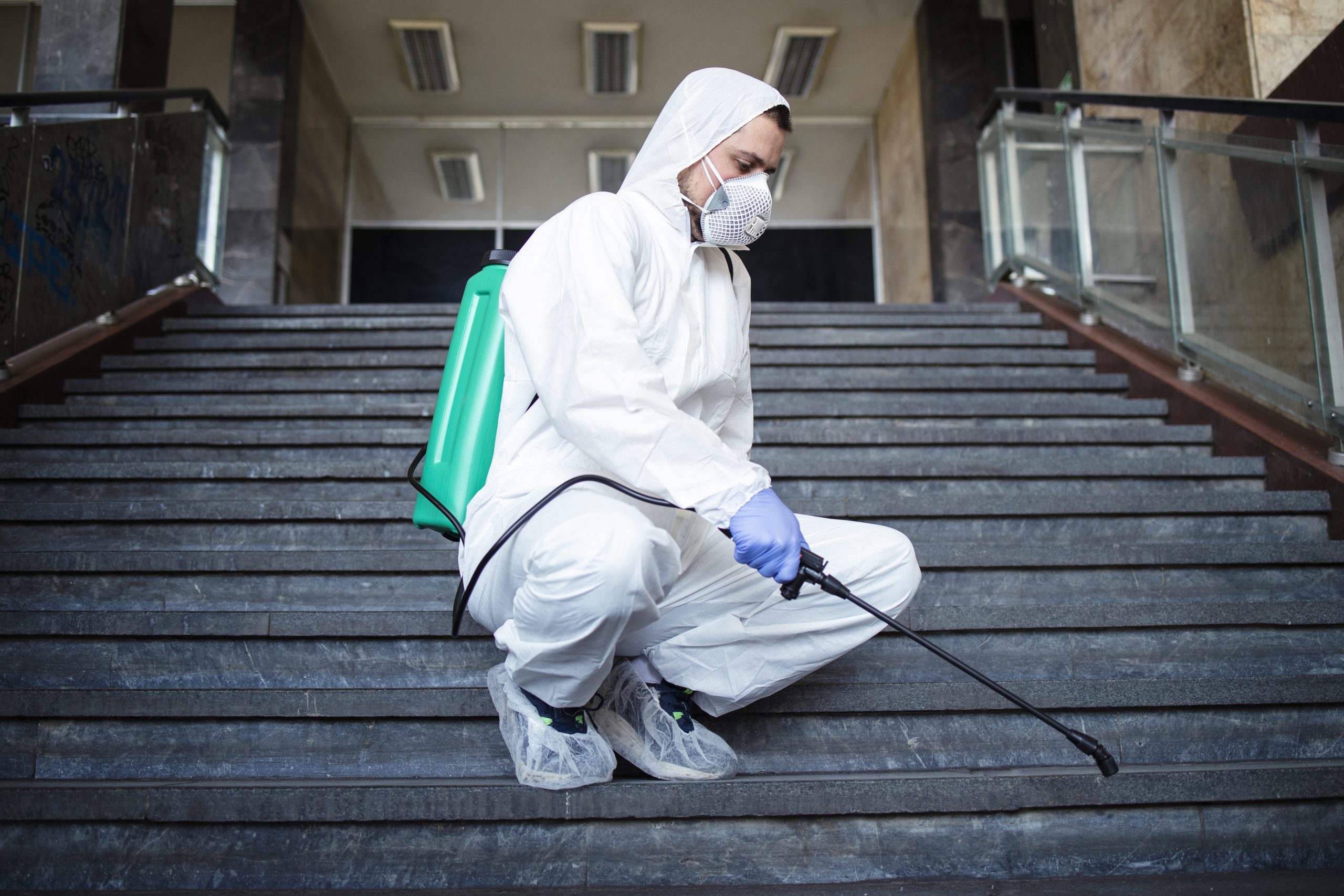 A pest technician applying a treatment