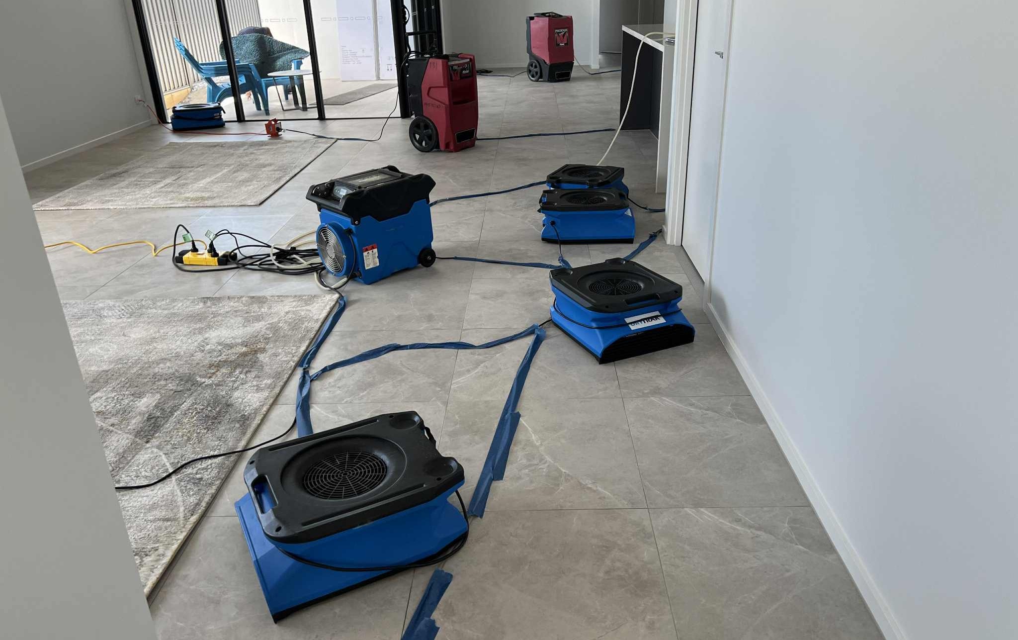 Drying equipment on a tiled floor
