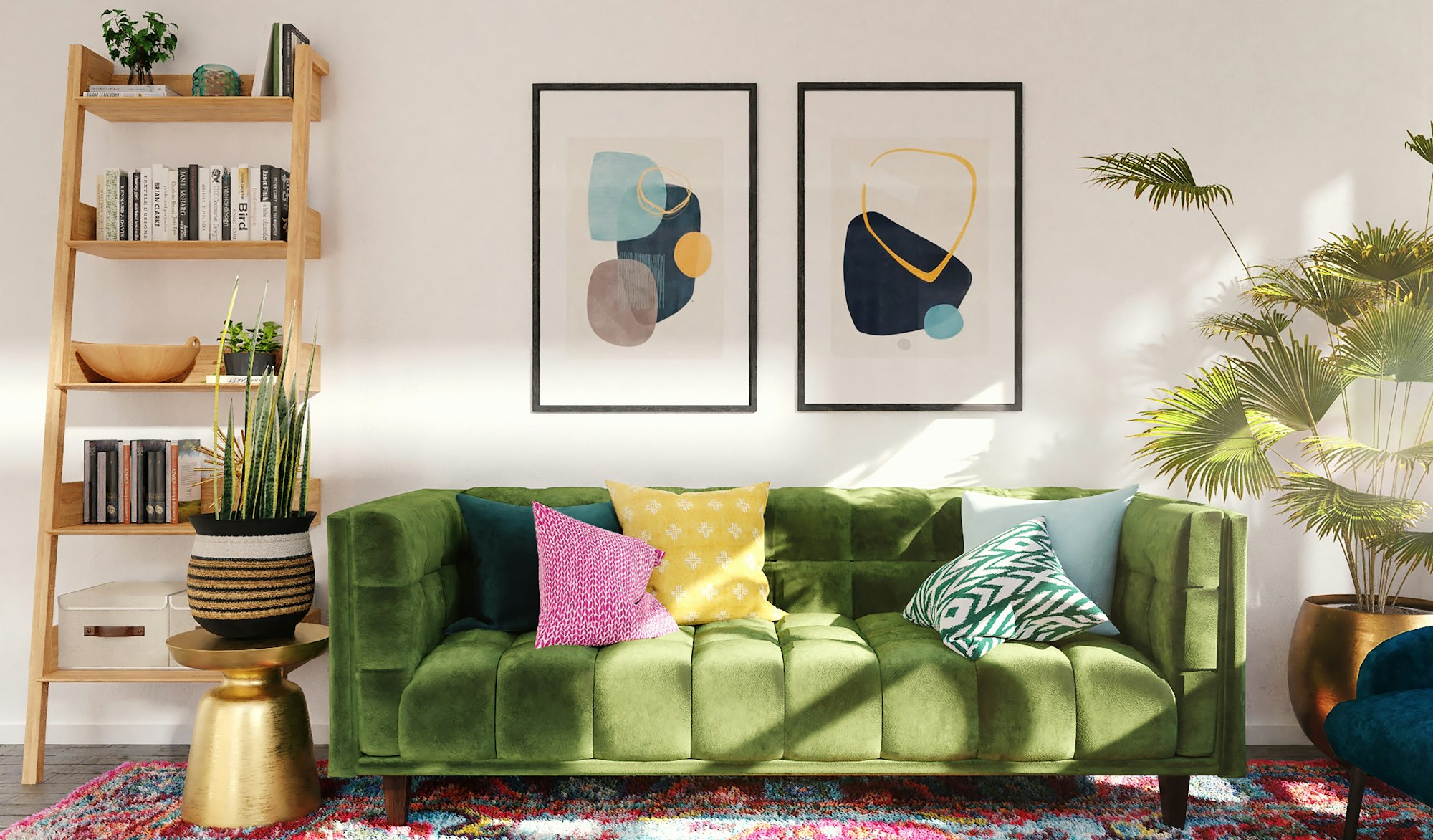 A green lounge before and after upholstery cleaning
